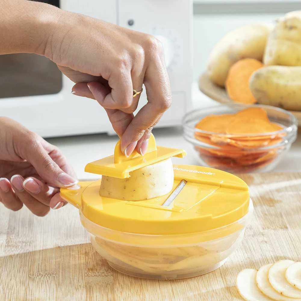 „InnovaGoods“ mikrobangų drožlių gaminimo mašina su „InnovaGoods“ lustų pjaustytuvu ir receptais