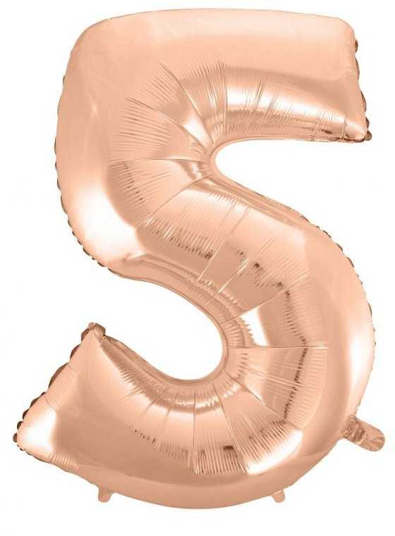 GoDan Balon foliowy "5" rožinė-auksinė 92cm