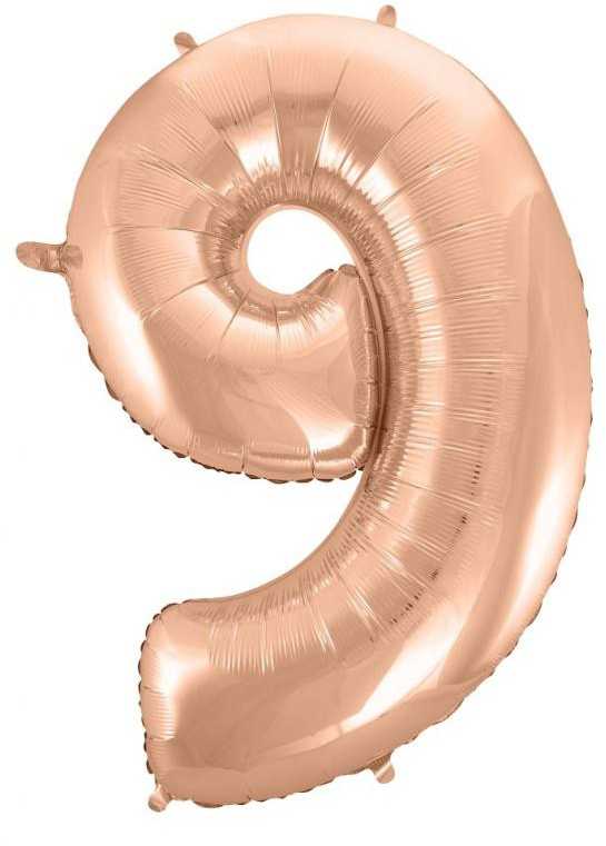 GoDan Balon foliowy "9" rožinė-auksinė 92cm