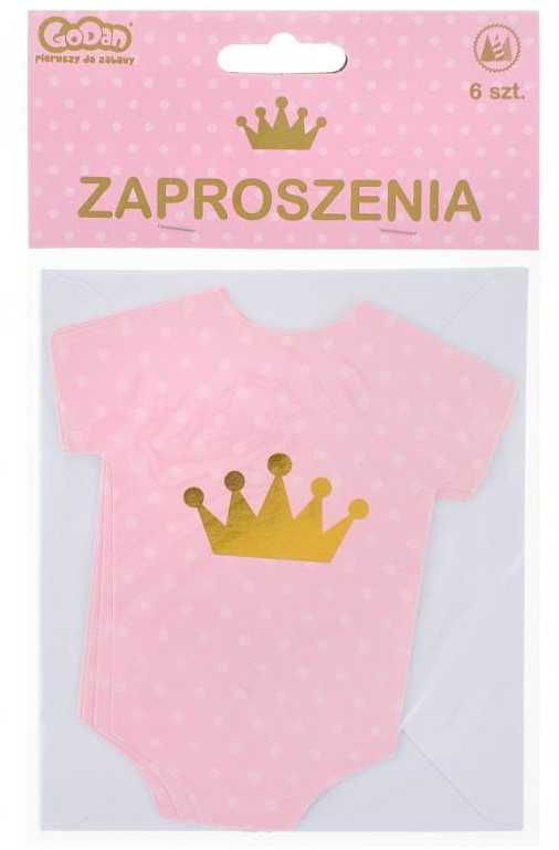 Rožinių kvietimų rinkinys kūdikiui (6 vnt.)