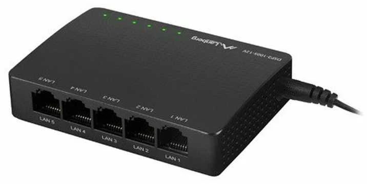 Šakotuvas LANBERG jungiklis DSP2-1005-12V 5 prievadų 1Gbps 12v