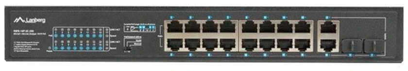 Šakotuvas LANBERG RSFE-16P-2C-250 jungiklis 16x 100Mb PoE+/2x Combo Gigabit 250W nevaldomas