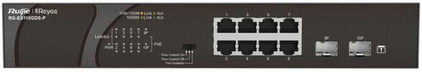 Šakotuvas Hikvision 10 prievadų komutatorius Ruijie RG-ES110GDS-P (PoE)