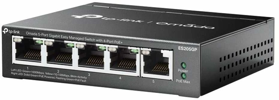 Šakotuvas TP-Link Omada 5 prievadų gigabito lengvai valdomas komutatorius su 4 prievadų PoE+