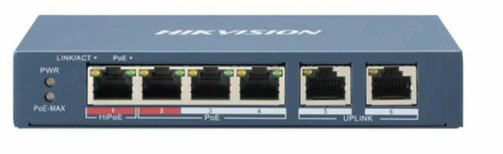 Šakotuvas SWITCH POE DS-3E0106HP-E 4 PRIEVADŲ Hikvision