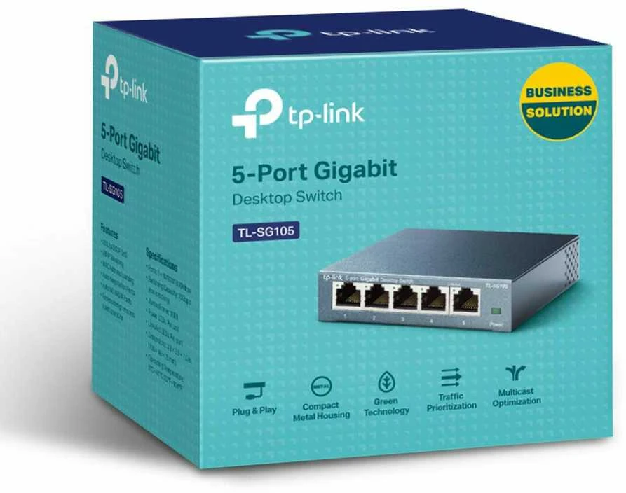 Šakotuvas Komutatorius TP-LINK, 5-port, metalinis korpusas, juodas / TL-SG105