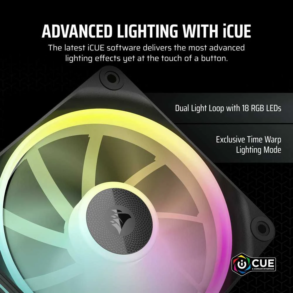 Corsair iCUE Link LX120 RGB, PWM korpuso ventiliatorius, 3er Pack – 120mm, juodos spalvos
