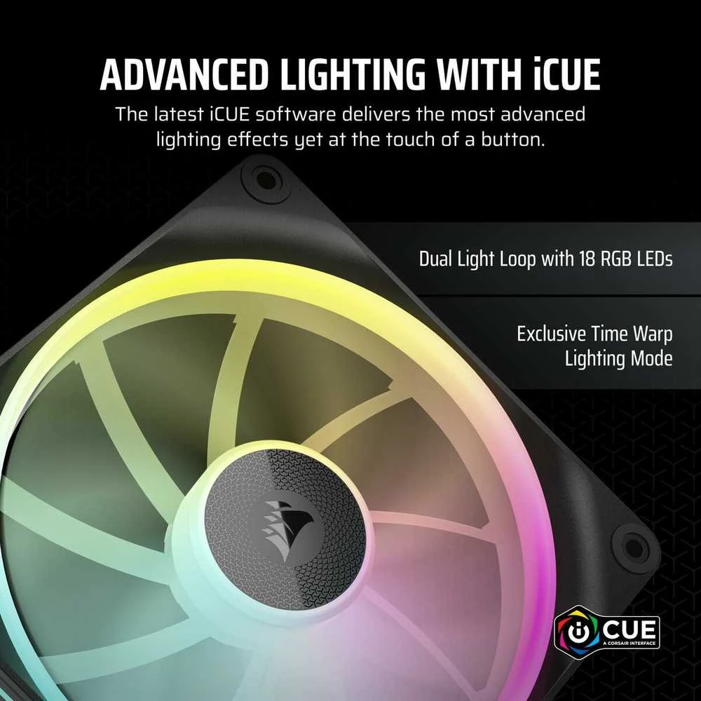 Corsair iCUE Link LX140 RGB, PWM korpuso ventiliatorius, 2er Pack – 140mm, juodos spalvos