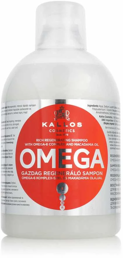 Pažeistų plaukų šampūnas Kallos OMEGA Rich Regenerating Šampūnas 1000 ml