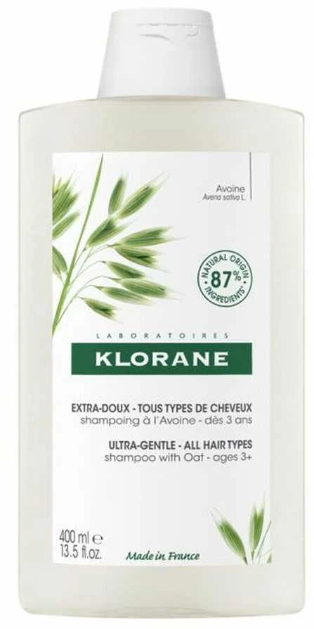 Klorane Ultra-Gentle Šampūnas With Oat Milk itin švelnus šampūnas, 400 ml