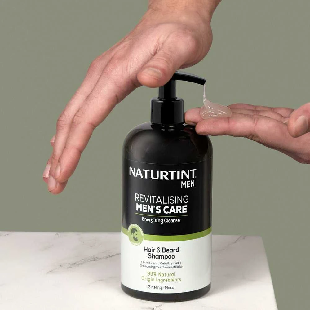 Naturtint Revitalising Men's Care Champú Para Cabello y Barba Limpieza Energizante, 500 ml