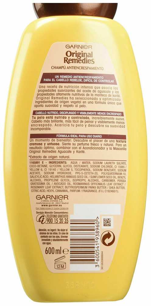 Garnier Original Remedies Avokadų ir taukmedžių šampūnas 600ml