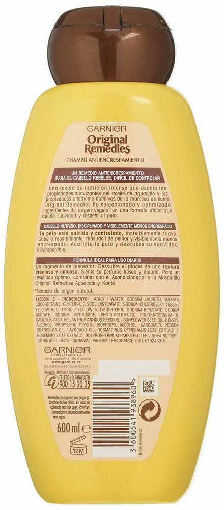 Garnier Original Remedies Avokadų ir taukmedžių šampūnas 600ml