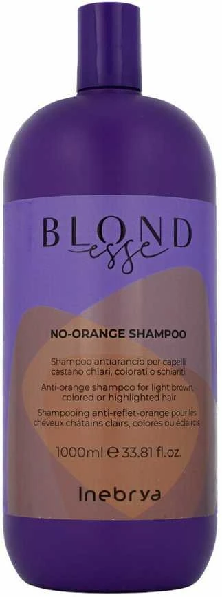 Inebrya Blondesse No-Oranžinis Šampūnas oranžinius tonus neutralizuojantis plaukų šampūnas, 1000 ml