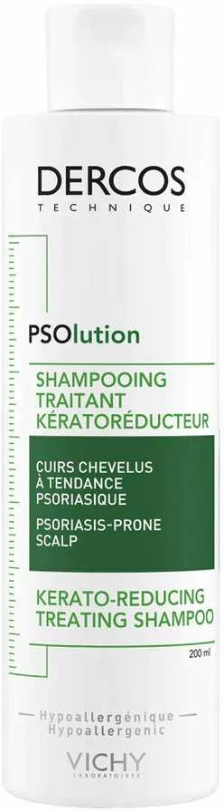 Plaukų šampūnas psoriazės pažeistai odai Vichy Dercos Psolution Shampoo Kerato-reducing Treatment, 200 ml