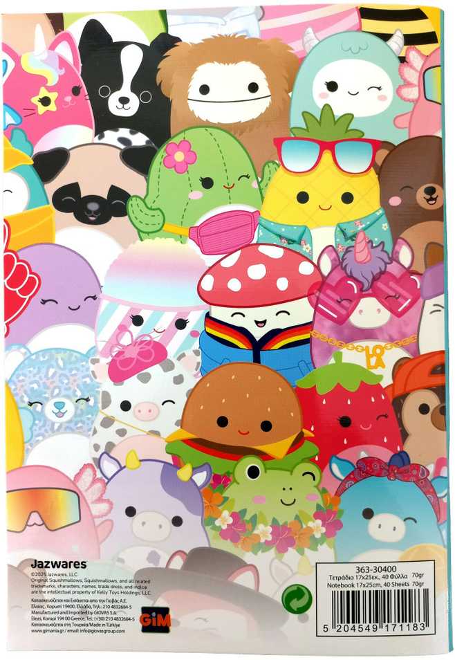 Sąsiuvinis „Squishmallows Feelin' B/5 linijomis, 40 lapų