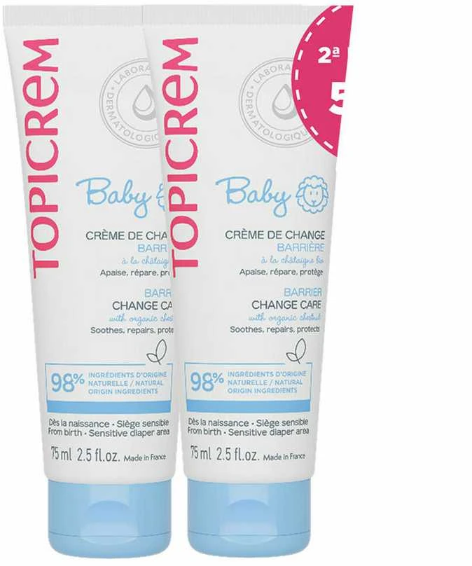 „Topicrem BABY“ sauskelnių keitimo kremas apsauginiam poveikiui, 2 vnt. pakuotėje po 75 ml