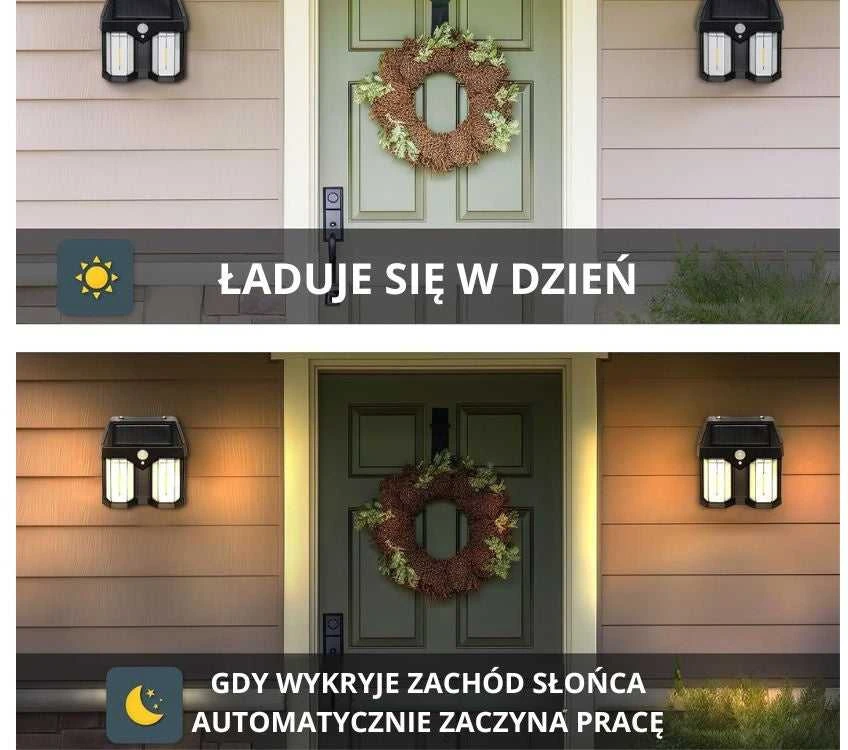 Saulės lempa su judesio ir prieblandos jutikliu, 1200 lm, 3 režimai