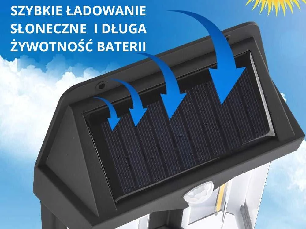 Saulės lempa su judesio ir prieblandos jutikliu, 1200 lm, 3 režimai