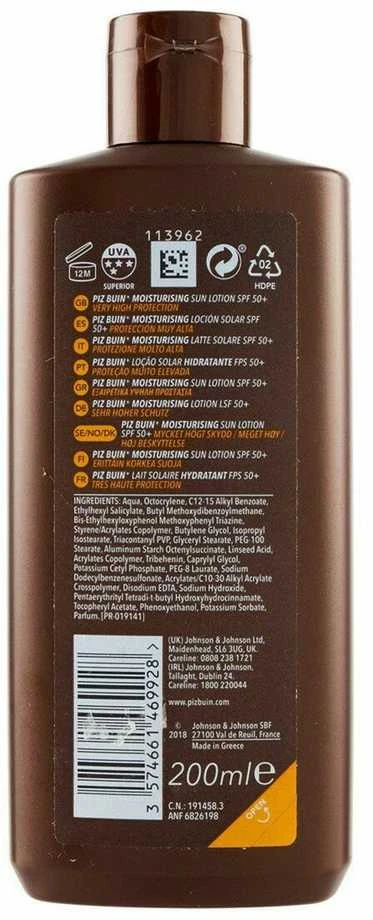 PIZ BUIN Moisturising Sun Lotion Sun Losjonas kūnui unisex, 200 ml