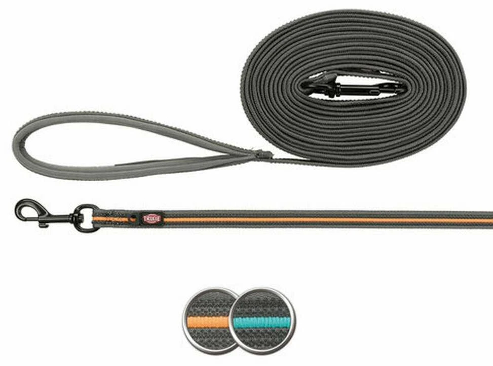 Trixie Fusion Tracking, šunų pavadėlis, grafitas / papajos, diržas, M – XL: 15 m / 17 mm, gumuotas