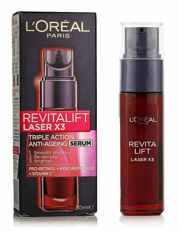 L'Oréal Paris Revitalift lazerinis X3 Anti-Ageing Power Serum Skin Serum moterims, 30 ml