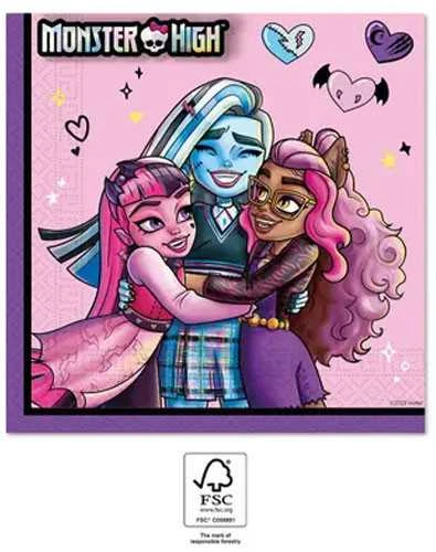 Usorteret Vienkartinės popierinės servetėlės Monster High, 20 vnt.