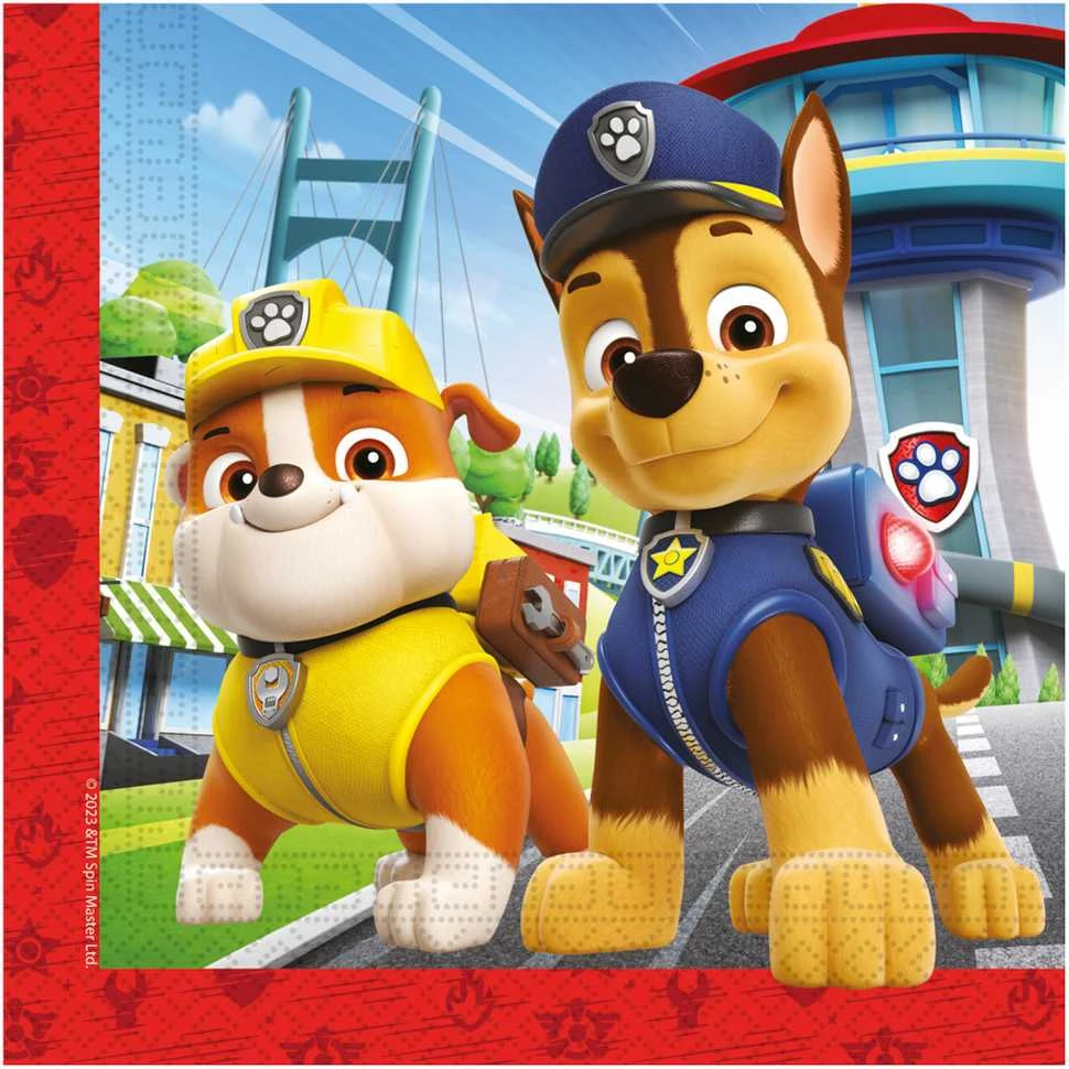 2 sluoksnių popierinė servetėlė 33x33 Paw patrol, 20 vnt. GODAN 95599 GO