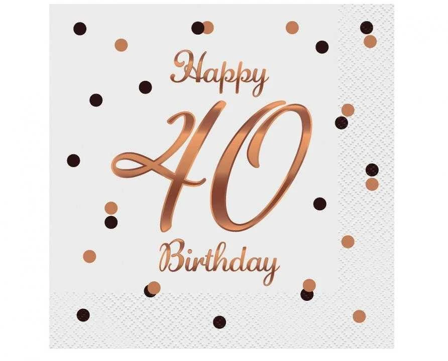 GoDan Serwetki B&C Happy 40 Birthday balta 33x33cm 20szt