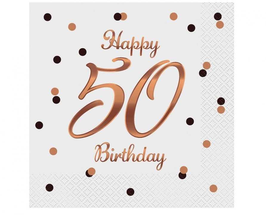 GoDan Serwetki B&C Happy 50 Birthday balta 33x33 20szt