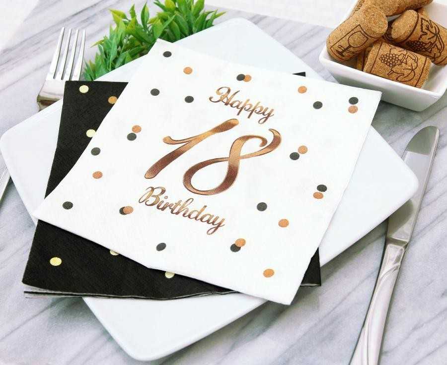 GoDan Laimingų servetėlės 18 Gimtadienis balta 33x33cm 20vienetas
