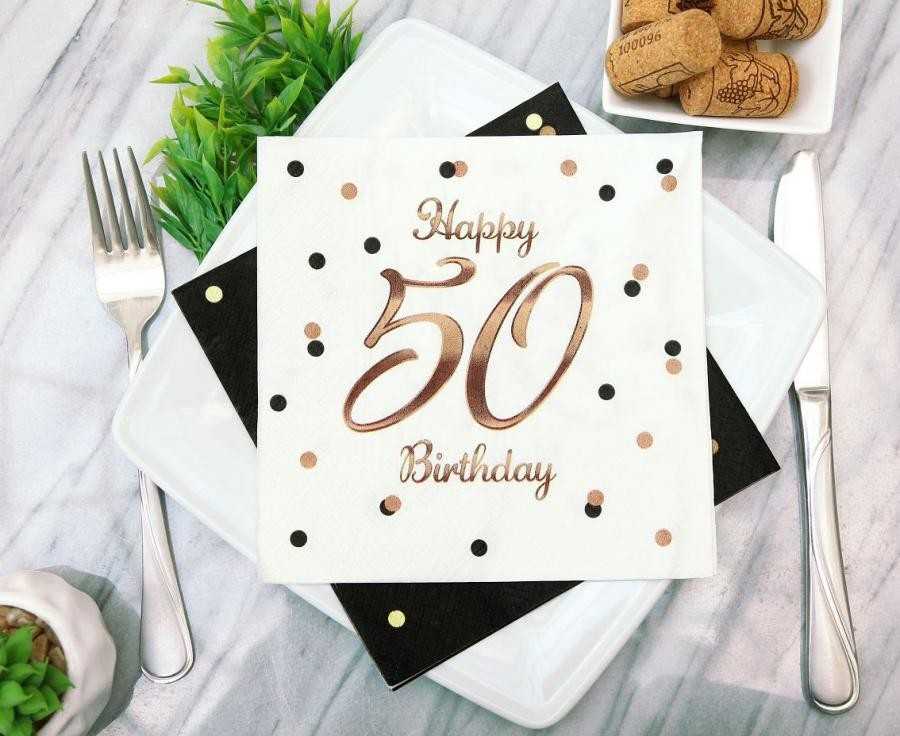 GoDan Serwetki B&C Happy 50 Birthday balta 33x33 20szt