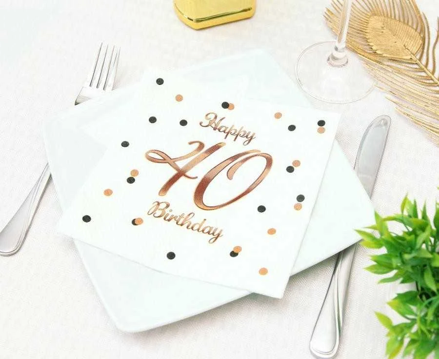 GoDan Serwetki B&C Happy 40 Birthday balta 33x33cm 20szt