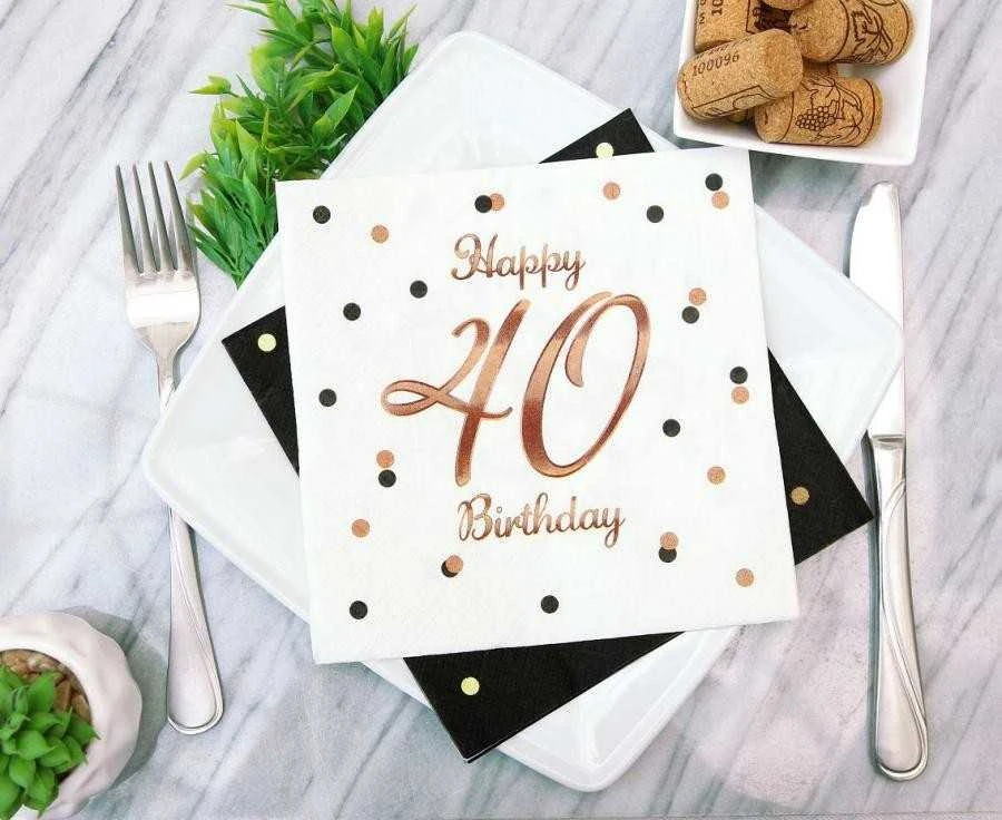 GoDan Serwetki B&C Happy 40 Birthday balta 33x33cm 20szt