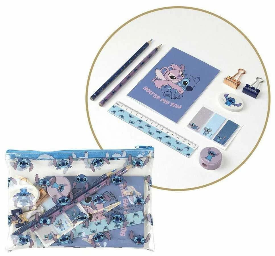 Set de Papetărie Stitch Mėlyna (12 pcs)