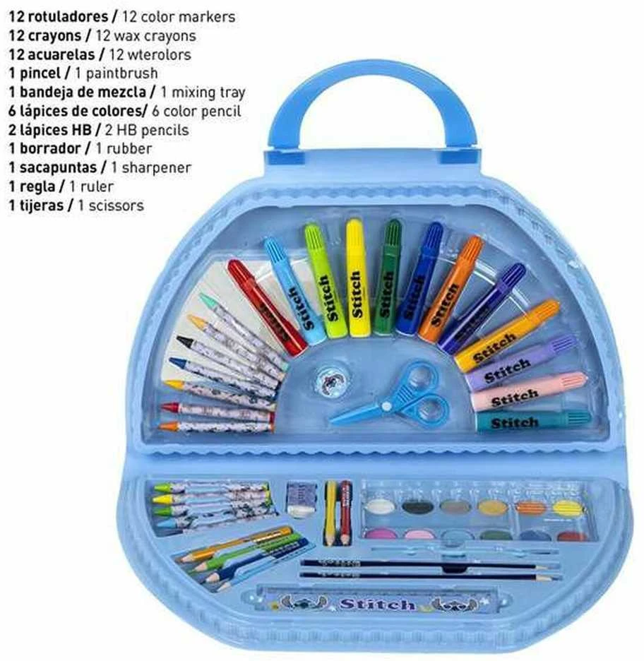 Set de Papetărie Stitch Mėlyna Lagaminas