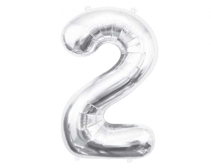 GoDan BALON foliowy Cyfra 2 sebrna 85 cm
