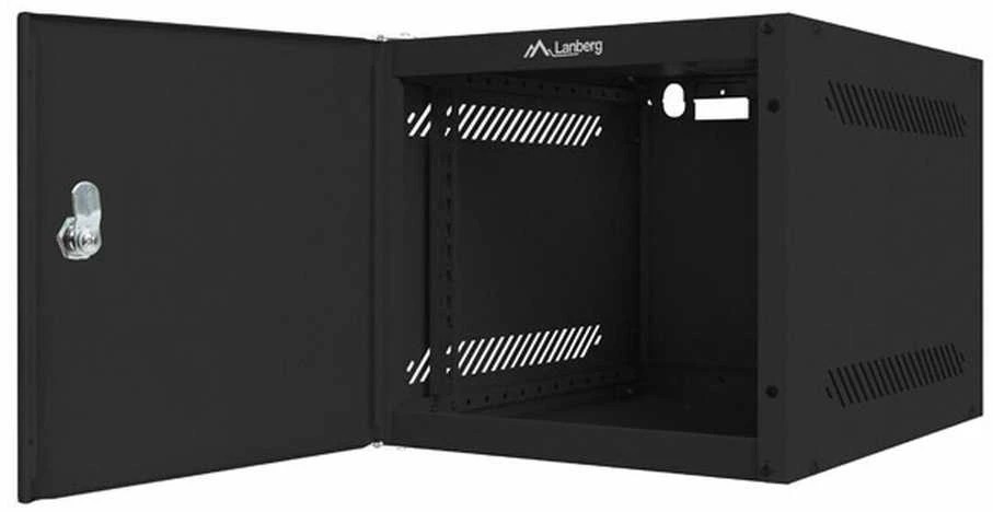 LANBERG Rack spintelė 10 colių sieninis laikiklis 4U 280x310 juodas su metalinėmis durelėmis butas paketas