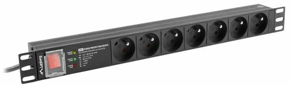 LANBERG PDU Rack pro 19 colių 1U 16A 7x FR lizdai 2m