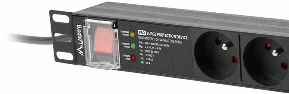 LANBERG PDU Rack pro 19 colių 1U 16A 7x FR lizdai 2m