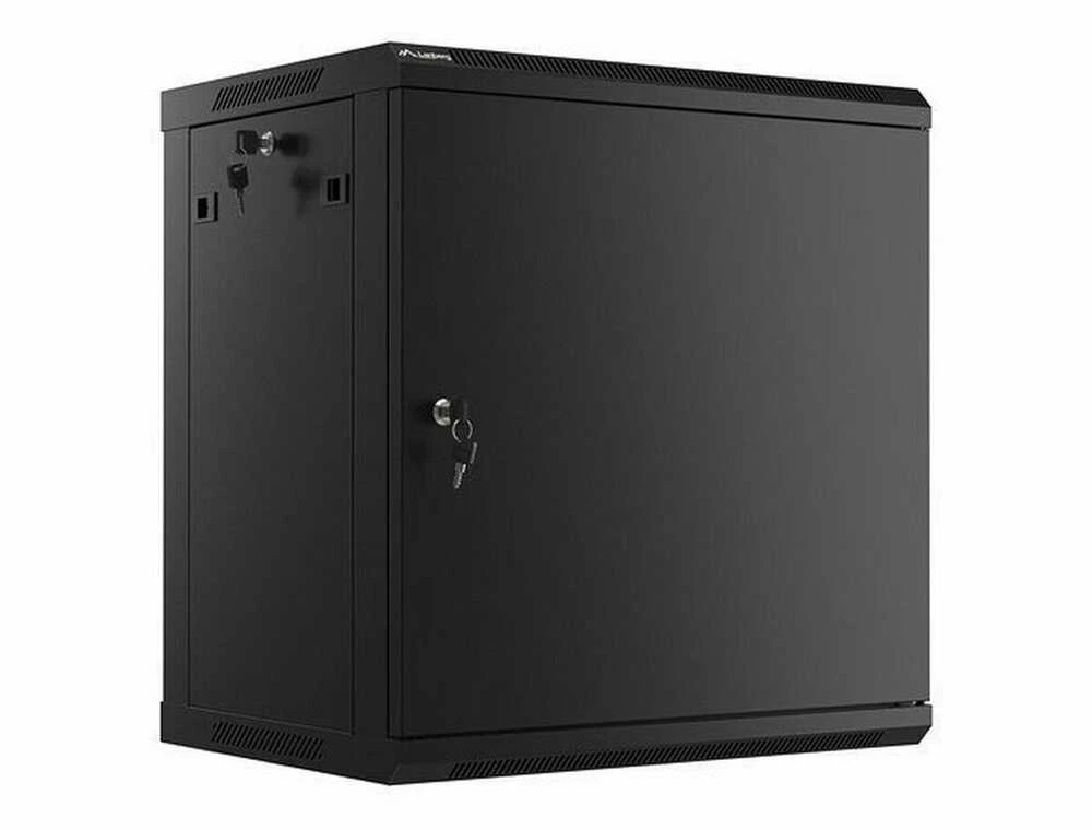 LANBERG sieninė spintelė 19 colių 12U 600x450 plieninės durys juodas plokščias paketas