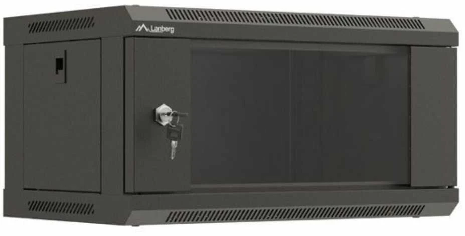 Lanberg prie sienos montuojama rack spintelė 19" 4U 540x350 juodos stiklinės durys