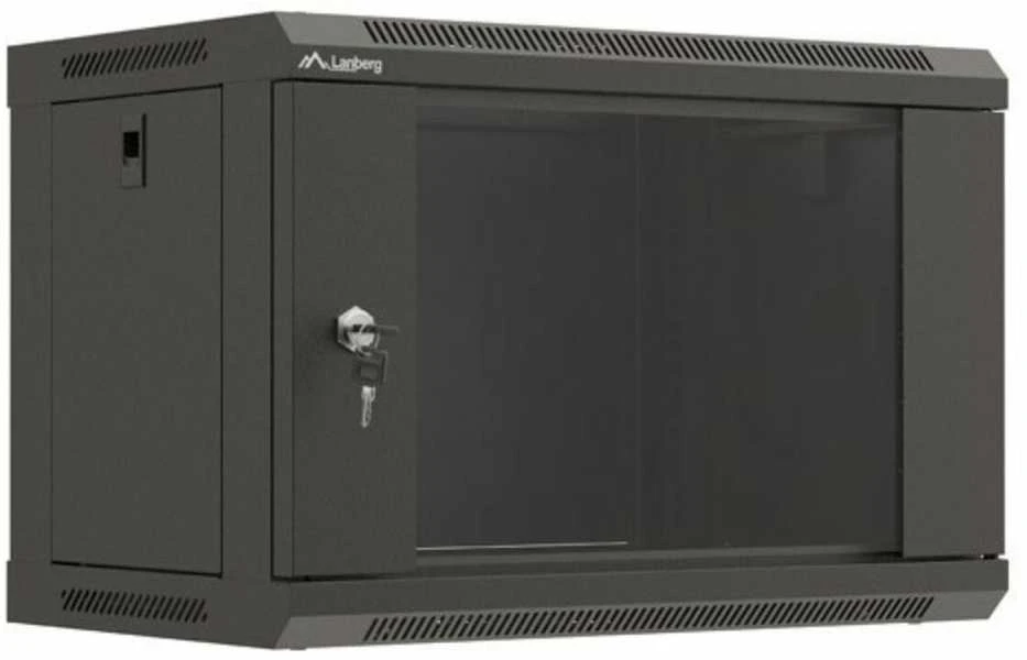 Lanberg prie sienos montuojama rack spintelė 19" 6U 540x350 juodos stiklinės durys