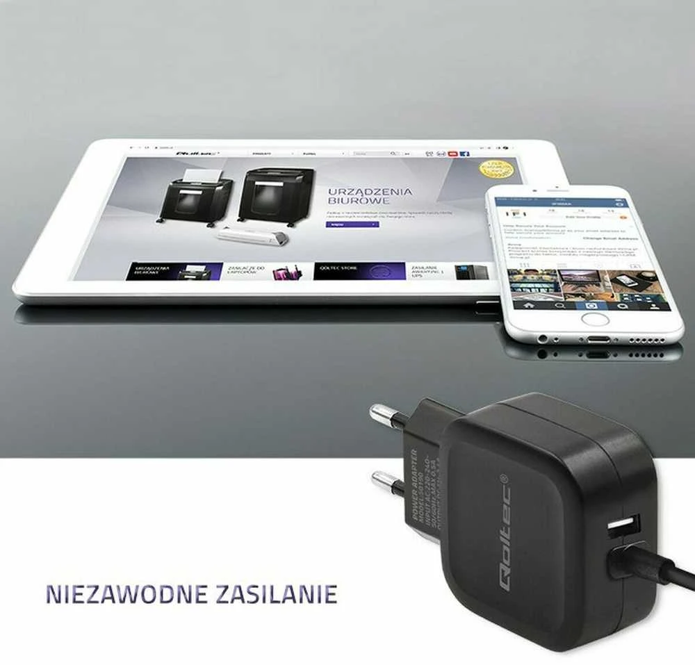QOLTEC 50190 kintamosios srovės adapteris 17W 5V 3.4A USB+ USB C tipas