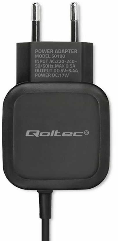 QOLTEC 50190 kintamosios srovės adapteris 17W 5V 3.4A USB+ USB C tipas