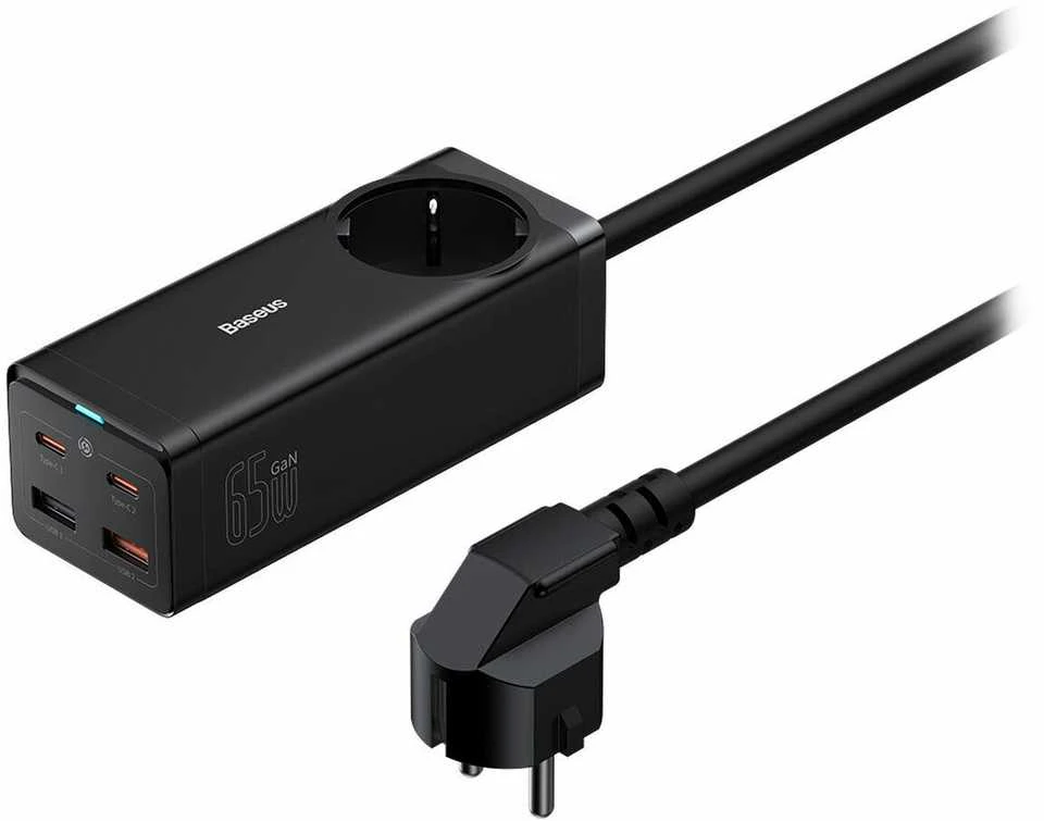 Įkroviklis Baseus GaN3 Pro Desktop Powerstrip AC/2xType-C/2xUSB 65W juodas PSZM000901