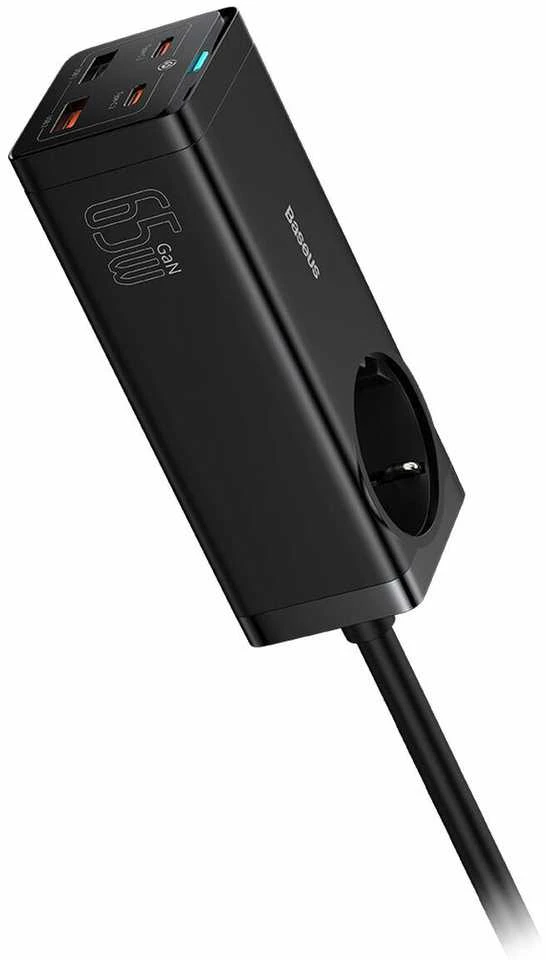 Įkroviklis Baseus GaN3 Pro Desktop Powerstrip AC/2xType-C/2xUSB 65W juodas PSZM000901