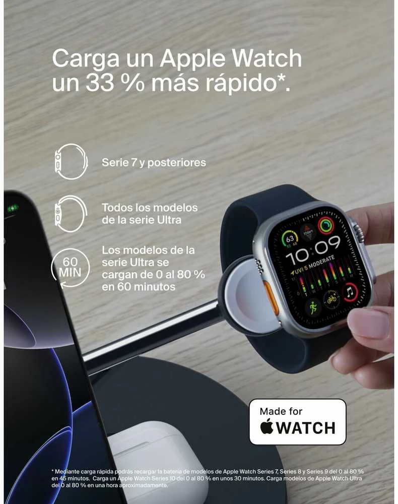 Belkin BoostCharge Pro Headphones, Išmanusis telefonas, Išmanusis laikrodis Juodas USB Wireless charging Fast charging Indoor