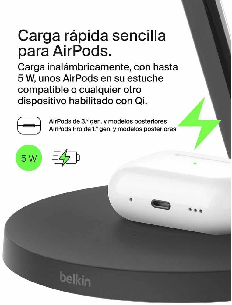 Belkin BoostCharge Pro Headphones, Išmanusis telefonas, Išmanusis laikrodis Juodas USB Wireless charging Fast charging Indoor