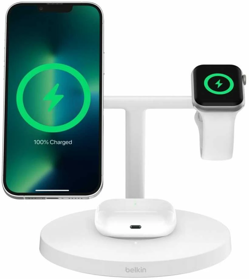 Belkin BoostCharge Pro Headphones, Išmanusis telefonas, Išmanusis laikrodis Baltas USB Wireless charging Fast charging Indoor